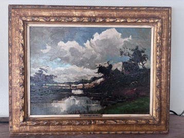 Willem de Zwart (1862-1931) - Hollands landschap aan het, Antiek en Kunst, Kunst | Schilderijen | Klassiek