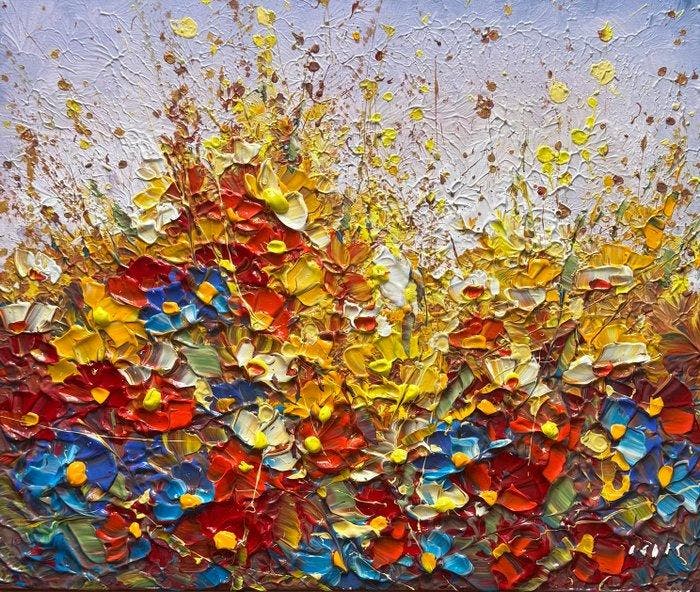Janusz Kik (1956) - Fleurs Dété, Antiek en Kunst, Kunst | Schilderijen | Klassiek