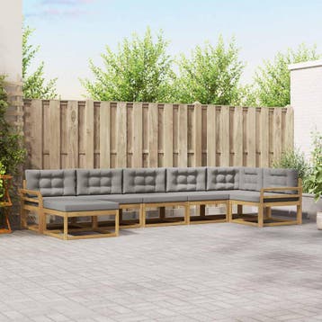 vidaXL Buiten bankenset 7 st Wit en Lichtgrijs, Verzenden, Nieuw