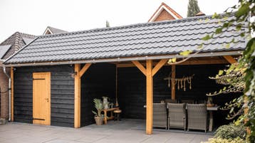 ALL-IN DEAL - Luxe zadeldak met schuur 9x3m voor €8527, Tuin en Terras, Overkappingen, Ophalen of Verzenden, Nieuw, Veranda