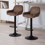 Set van 2 barkrukken caramel kunstleer – 120 kg draagkracht, Verzenden, Nieuw, In hoogte verstelbaar, Leer