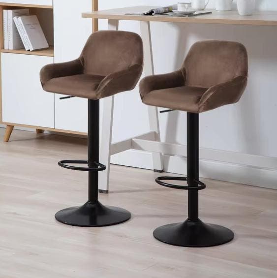 Set van 2 barkrukken caramel kunstleer – 120 kg draagkracht, Huis en Inrichting, Barkrukken, 30 tot 60 cm, In hoogte verstelbaar