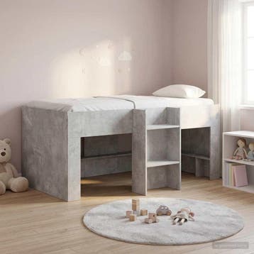 vidaXL Kinder Hoogslaper Betongrijs 80 x 160 cm Bewerkt hout, Verzenden, Nieuw, Grijs, Hout