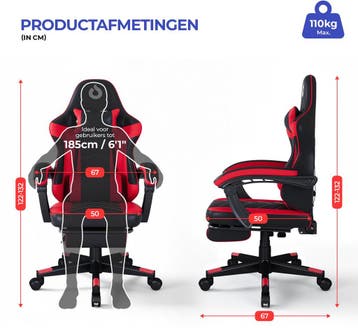 Stane Verstelbare Ergonomische Gamestoel met Voetsteun -, Ophalen of Verzenden, Gebruikt