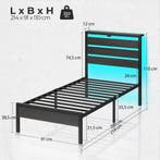 Bedframe met lattenbodem - 90x200 cm - Metaal - Zwart - Rola, Verzenden, Zo goed als nieuw