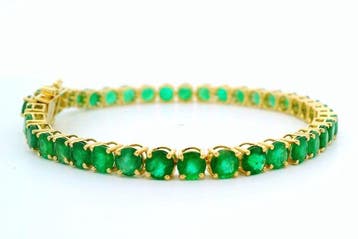 Armband - 14 karaat Geel goud - 11.59ct. tw. Smaragd -, Nieuw