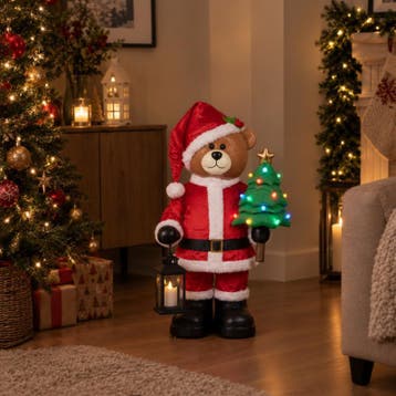 Staande kerstbeer met ledverlichting - voor binnen - 89 x 32, Verzenden