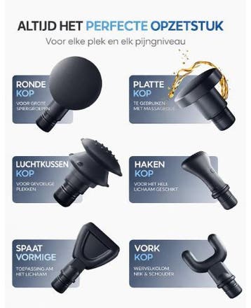 2dekans | Heldenwerk Massagepistool – 6 opzetstukken, 3200, Ophalen of Verzenden, Zo goed als nieuw