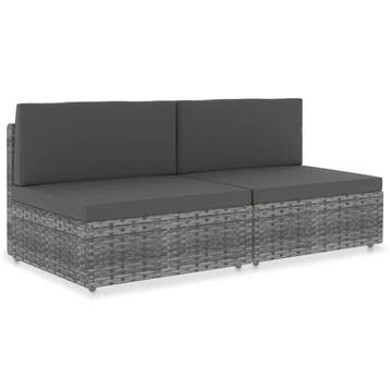 vidaXL Tweezitsbank sectioneel poly rattan grijs, Verzenden, Nieuw