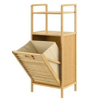 [en.casa] Bamboe wasmand Rendalen met plank 40x30x95 cm, Verzenden, Nieuw