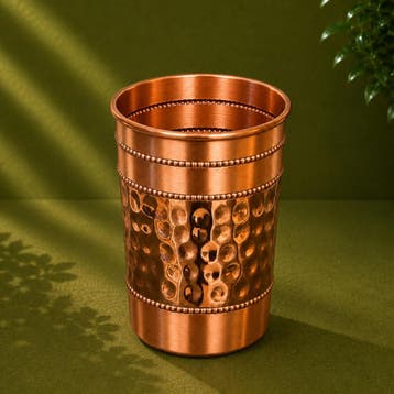 Puur koperen beker half gehamerd – 300 ml/130 g (zware, Ophalen of Verzenden, Nieuw