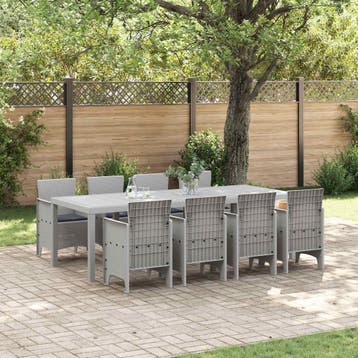 vidaXL Tuin Eetset 9 st Wit Polypropyleen, Verzenden, Nieuw, Meer dan 8 zitplaatsen