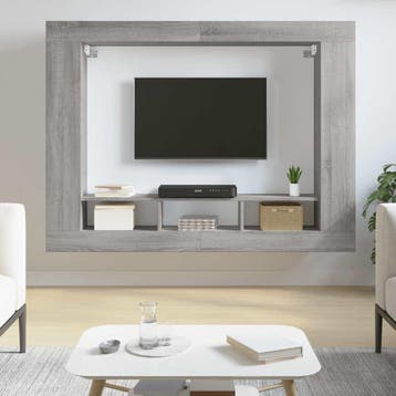 vidaXL Tv-meubel 152x22x113 cm bewerkt hout grijs sonoma, Verzenden, Nieuw, Overige houtsoorten, 100 tot 150 cm