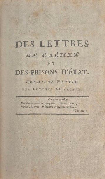 Honoré-Gabriel Riqueti, comte de Mirabeau - Des Lettres de