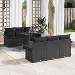 vidaXL Tuin Sofa Set met kussen 7 pcs Zwart poly rattan, Verzenden, Nieuw, Rotan, 7 zitplaatsen