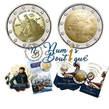 Malta. 2 Euro 2023 Nicolaus Copernicus + Napoleon