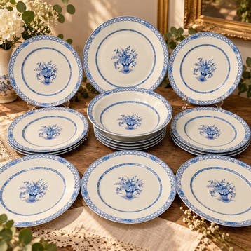 Manufacture Haviland - Tafelservies (14) - bloemboeketten en