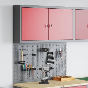 vidaXL Gereedschapskast set met plank 3 st Rood Gepoedercoat, Doe-het-zelf en Verbouw, Verzenden, Nieuw