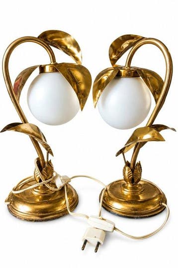 Tafellamp - Verguld messing - Set van twee lampen