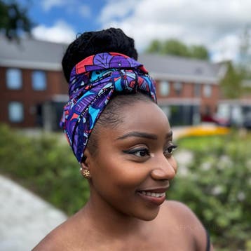 Afrikaanse Paars & Lichtblauw Mandala Patchwork hoofddoek -, Ophalen of Verzenden, Nieuw