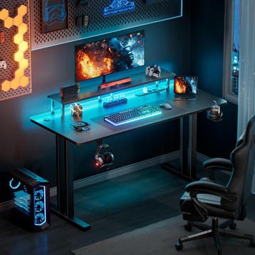 Gaming bureau - Gaming desk - Gaming tafel - 120x60 cm - Zwa, Verzenden, Zo goed als nieuw