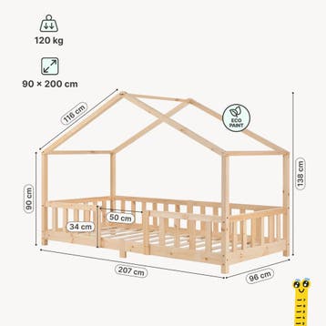 Kinderbed Treviolo met uitvalbeveiliging en matras 90x200 cm, Verzenden, Nieuw