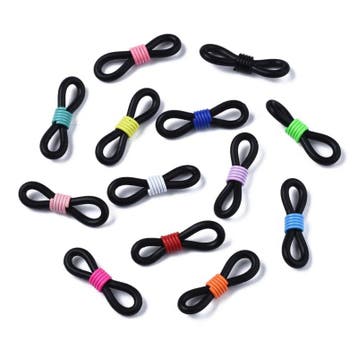 10 x brillenkoord eindje, zwart, rubber, 22 x 7,5mm mix k..., Ophalen of Verzenden, Nieuw, Draad