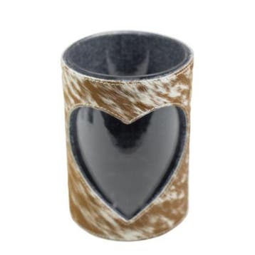 windlicht koe hart bruin/wit 20cm, Verzenden, Nieuw
