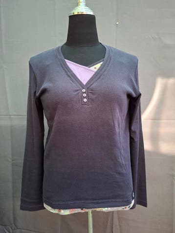 Cecil longsleeve donkerpaars 2-in-1 look maat XL, Kleding | Dames, T-shirts, Blauw, Maat 46/48 (XL) of groter, Zo goed als nieuw