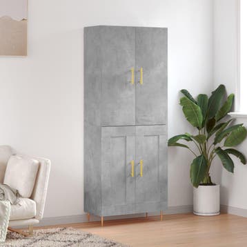 vidaXL buffetkast 69,5x34x180 cm bewerkt hout betongrijs, Minder dan 50 cm, Verzenden, Nieuw, Minder dan 100 cm