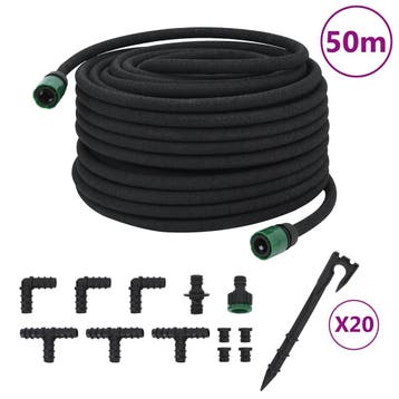 vidaXL Druppelslang 0,6 50 m rubber zwart, Verzenden, Nieuw