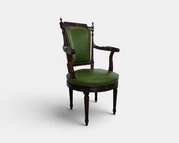 Manifattura Italiana - Fauteuil - Draaistoel - Leder, Hout -