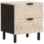 vidaXL Nachtkastje met lade Wit 40 x 33 x 46 cm Massief, Minder dan 45 cm, Verzenden, Nieuw, Minder dan 55 cm