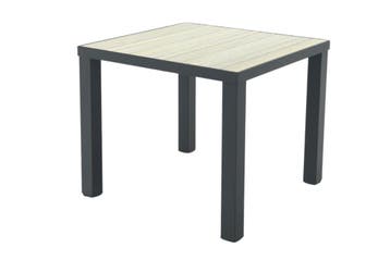 VDG Nola tuintafel 90x90 cm. - Antraciet/Houtlook, Verzenden, Nieuw, Rond, Overige materialen