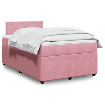 vidaXL Boxspring met matras fluweel roze 120x200 cm, Verzenden, Nieuw, Twijfelaar, 120 cm