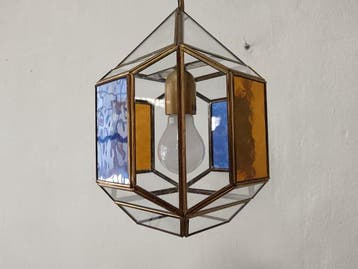 Lamp - Hanglamp in Granada-stijl, lantaarn - Verguld messing, Antiek en Kunst