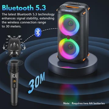 Draagbare Karaoke Machine met Bluetooth 5.3, PA Systeem, LED, Verzenden, Nieuw
