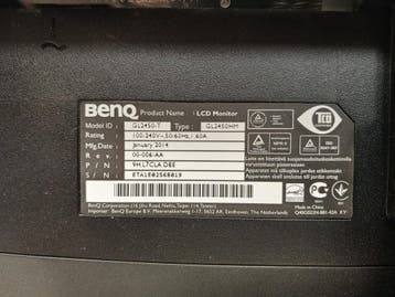 BenQ GL2450 Monitor, 24 inch, TN, Full HD, 60Hz, zwart,, Ophalen of Verzenden, Gebruikt, Overige typen