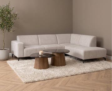 Hoekbank Milena Beige - Astra 3 – Ottomane Rechts – 274x210, Ophalen of Verzenden, Nieuw