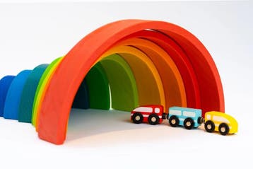 Houten regenboog 12-delig - Howtoplay - Montessori, Verzenden, Nieuw