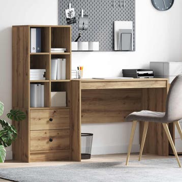 vidaXL Bureau met lade 2 pcs Artisan Eiken, Huis en Inrichting, Bureaus, Verzenden, Nieuw