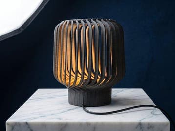 Lamp - rille zwart ruw - Hout - Lamp Nr. 1/1