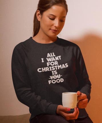 Zwarte Foute Kersttrui - All I Want For Christmas Is Food -, Ophalen of Verzenden, Zo goed als nieuw