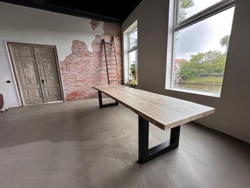 Boomstam tafel eettafel | industrieel | Landelijk, Doe-het-zelf en Verbouw, Hout en Planken, Nieuw, Ophalen of Verzenden, 200 tot 250 cm