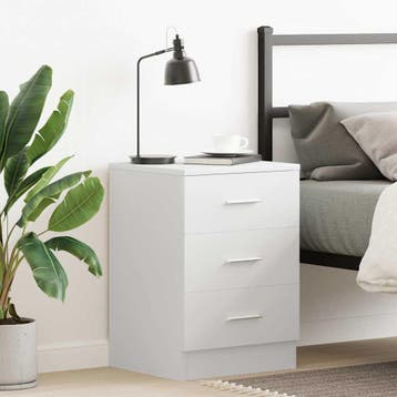 vidaXL Nachtkastje 38x35x56 cm bewerkt hout wit, Minder dan 45 cm, Verzenden, Nieuw, 55 tot 70 cm