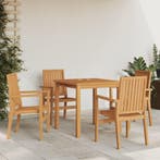 vidaXL 5-delige Tuinset massief teakhout, 4 zitplaatsen, Verzenden, Nieuw, Tuinset