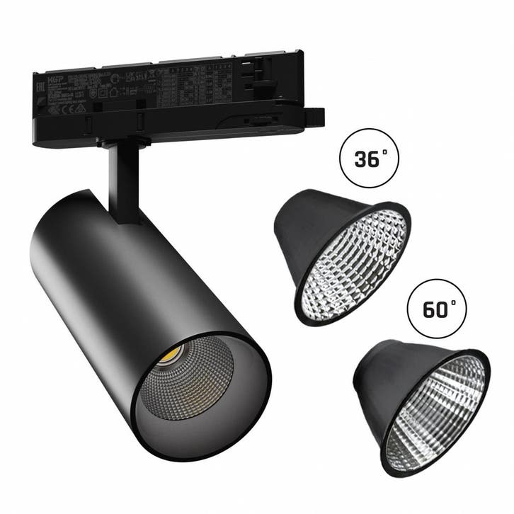 3 Fase-Rail spot Andromeda Zwart 24-30W 3000K CRI90 36/60°, Huis en Inrichting, Lampen | Plafondlampen, Nieuw, Overige fittingen