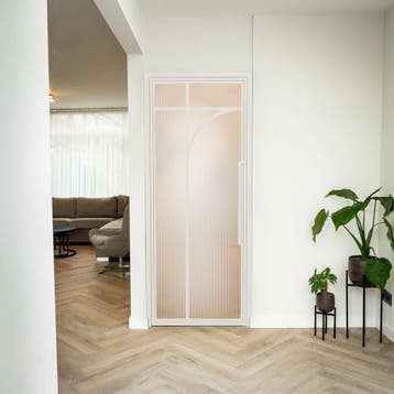 Stalen Binnendeur - Wit - 5  Vlaks rond - Kanaalglas, Minder dan 80 cm, Binnendeur, Nieuw, Metaal