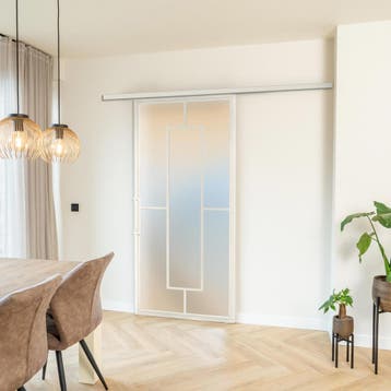 Stalen Schuifdeur met koofsysteem - Wit - 5 Vlaks - Mat glas, Doe-het-zelf en Verbouw, Kozijnen en Schuifpuien, 75 tot 150 cm