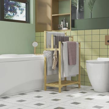 Bamboe Handdoekladder met Plank en Haken - 50.5x31x90 cm, Verzenden, Nieuw